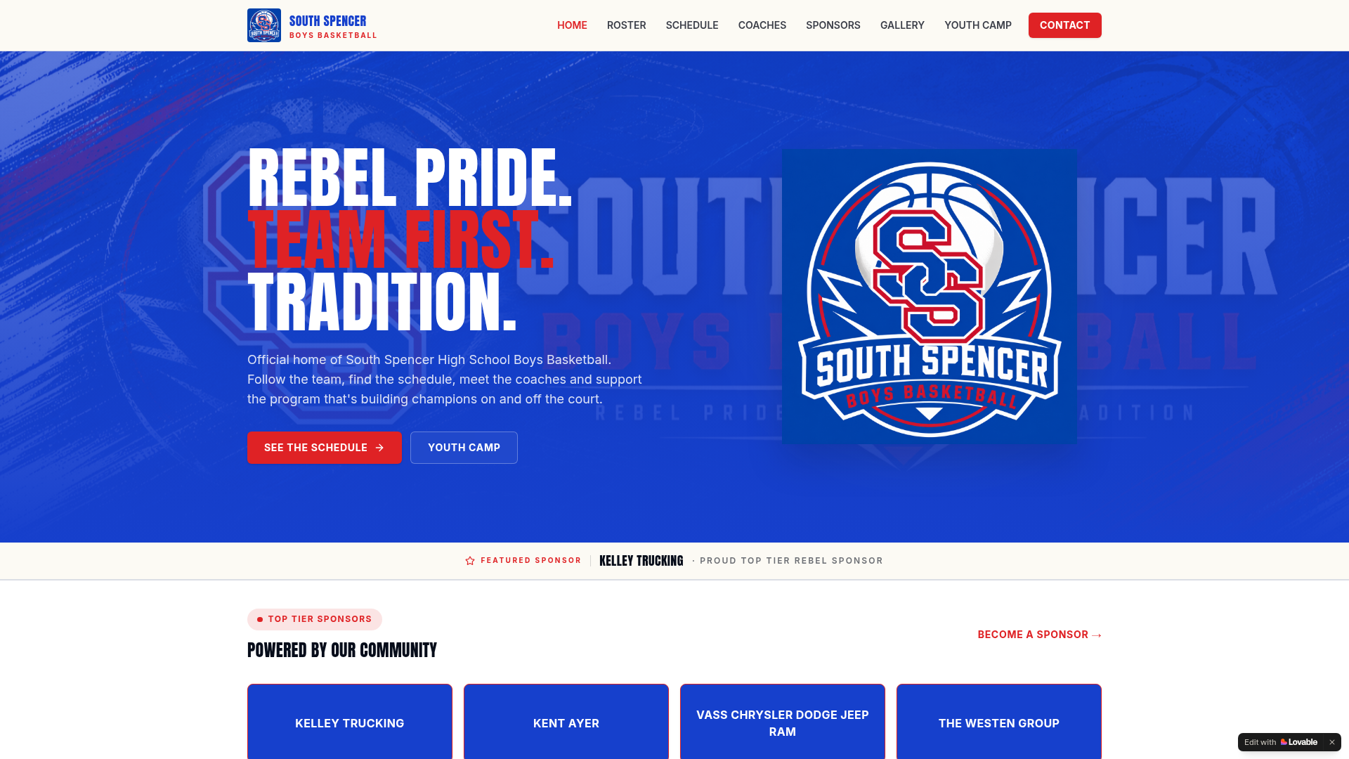South Spencer Rebels Hoops website screenshot